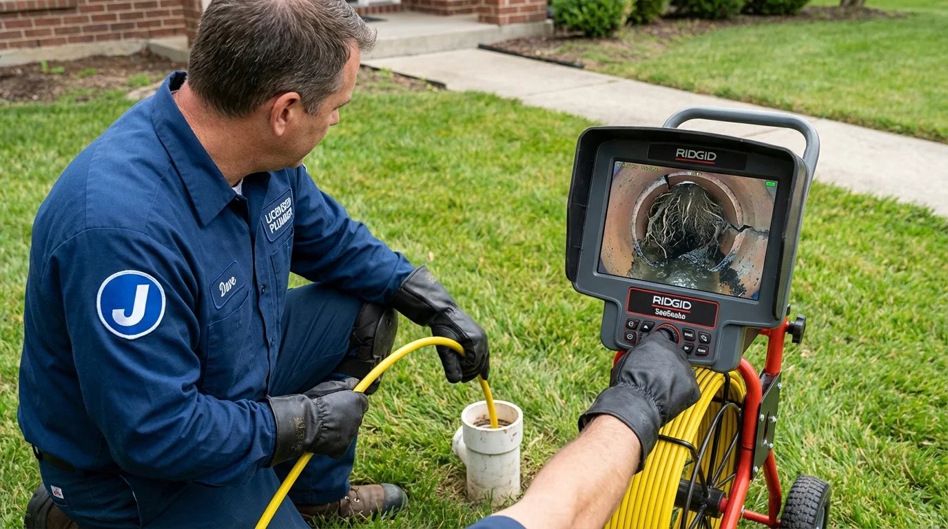 Sewer camera inspection being performed by Johns Plumbing LLC in West Union
